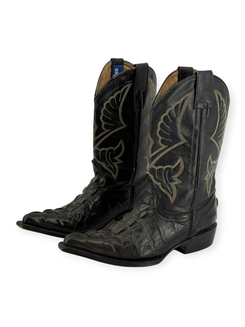 Grillos Black Western Cowboy Alligator Boots - Picture 2 of 7
